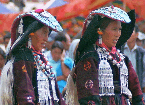 Women in their traditional attire during a festival.